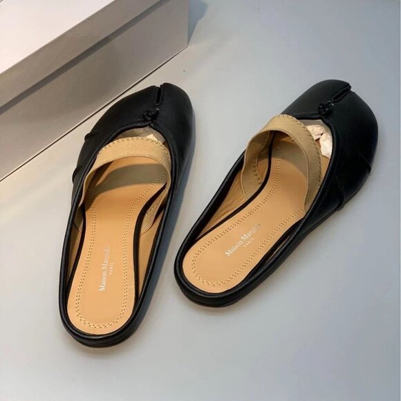 Maison Margiela Tabi Ballet Flats Black Size 39 US9 w/ Elastic Band Japan - Picture 4 of 8